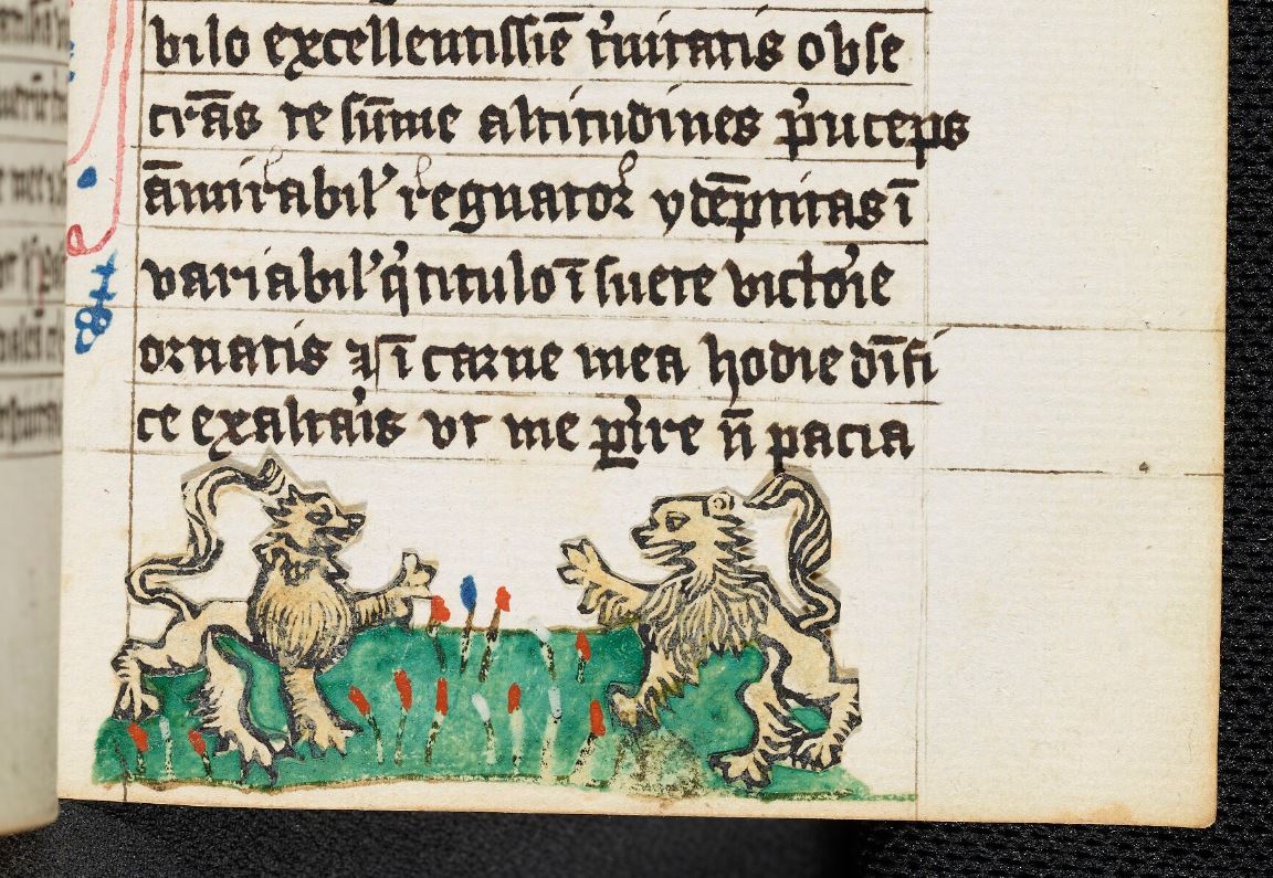 Fig. 2: MS. Lat. liturg. f. 4, fol. 141v, woodcut of a lion.