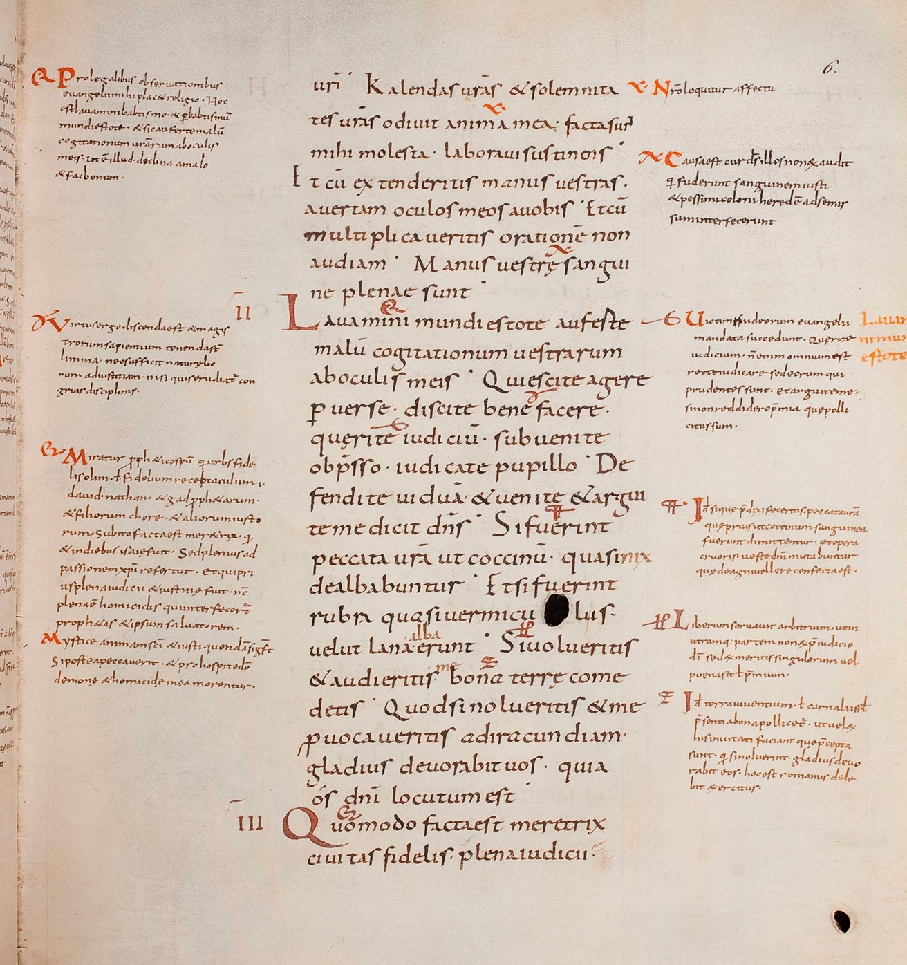 Fig. 4: Cod. Guelf. 33 Weiss., fol. 5r: Prophet Jesaja mit Glosse aus den Kirchenvätern
