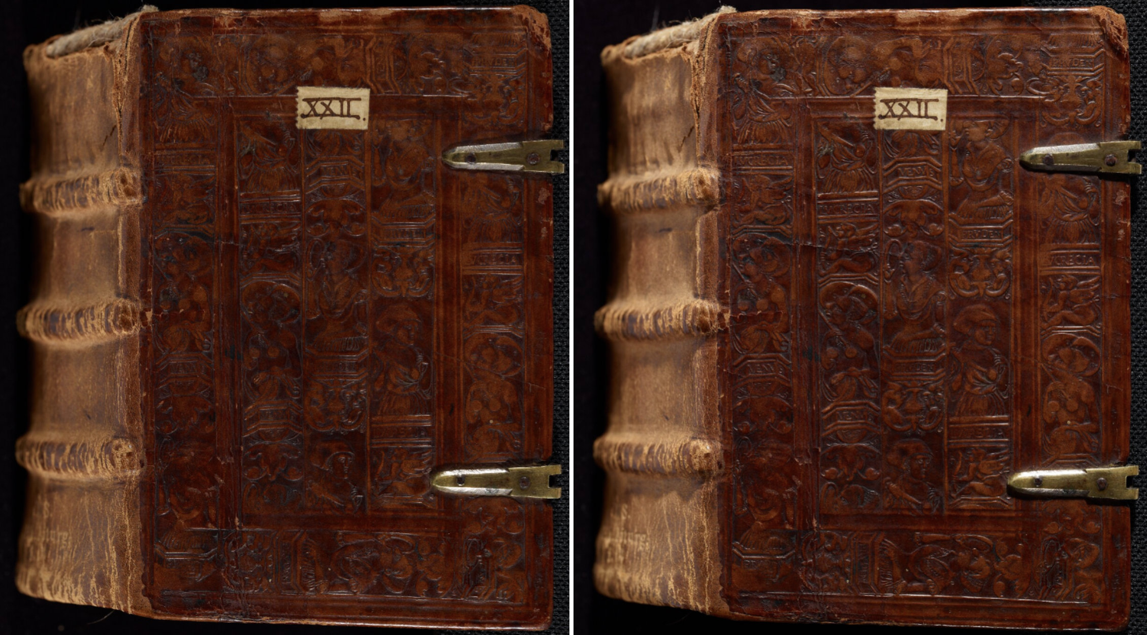 The upper board of MS. Lat. liturg. f. 4, captured with conventional and raked lighting