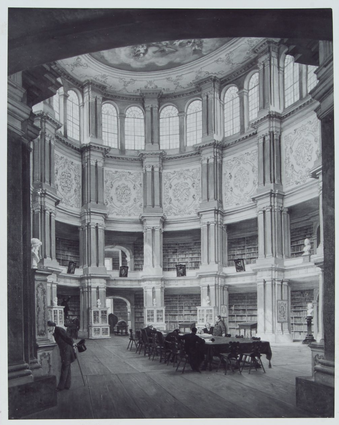 A photograph of the interior of the Bibliotheksrotunde. Image: Herzog August Bibliothek